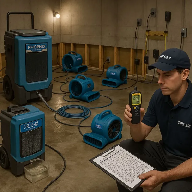 Structural Drying and Dehumidification process in Munday, TX
